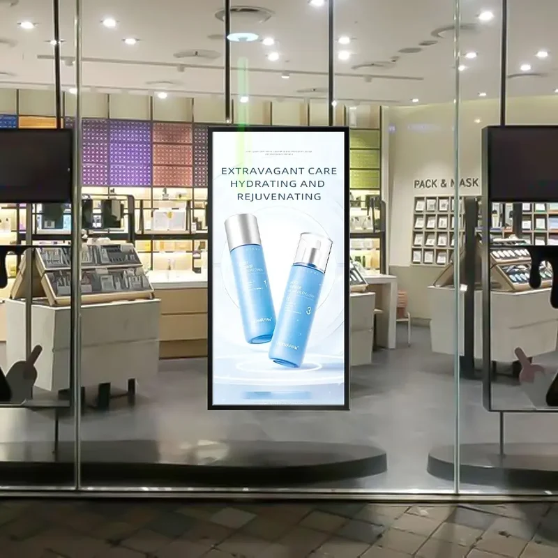 55" Single-Sided 2500nits High Bright Window LCD Poster Display, Android RK3568 2G+32G, Non-Touch, Cloud/APP/USB, Wall-Mount/Floor Stand/Suspended Installation