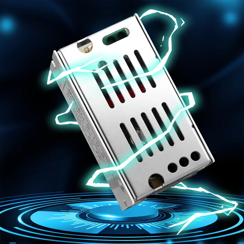 DC 5V Switching Power Supply 10W–300W, AC 110/220V Input, LED Strip Driver Transformer, Industrial Metal Case with Terminals, CE/FCC/RoHS Certified (300W with Cooling Fan)