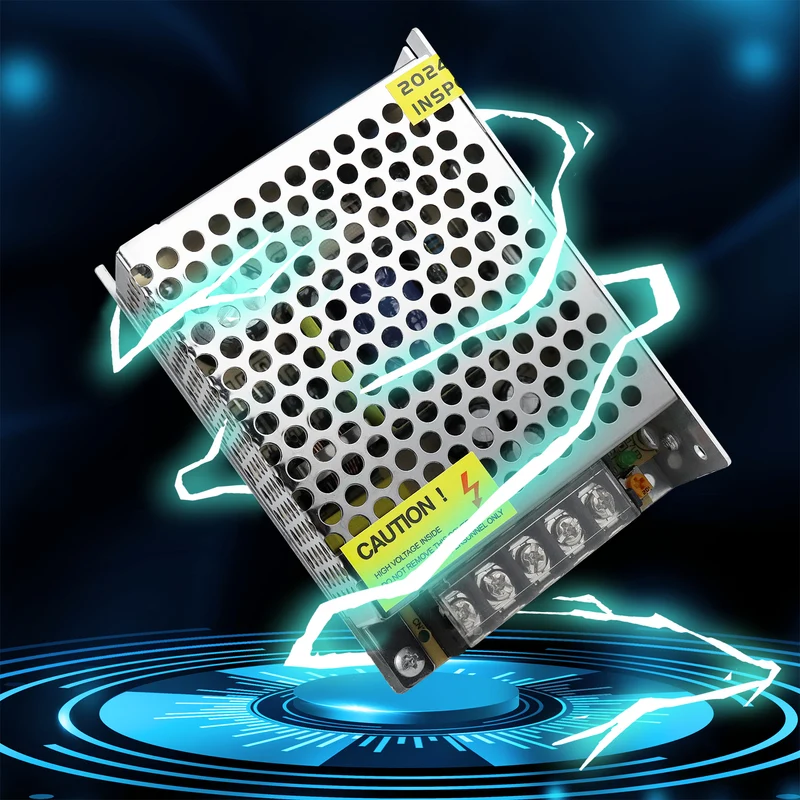 DC 5V Switching Power Supply 10W–300W, AC 110/220V Input, LED Strip Driver Transformer, Industrial Metal Case with Terminals, CE/FCC/RoHS Certified (300W with Cooling Fan)