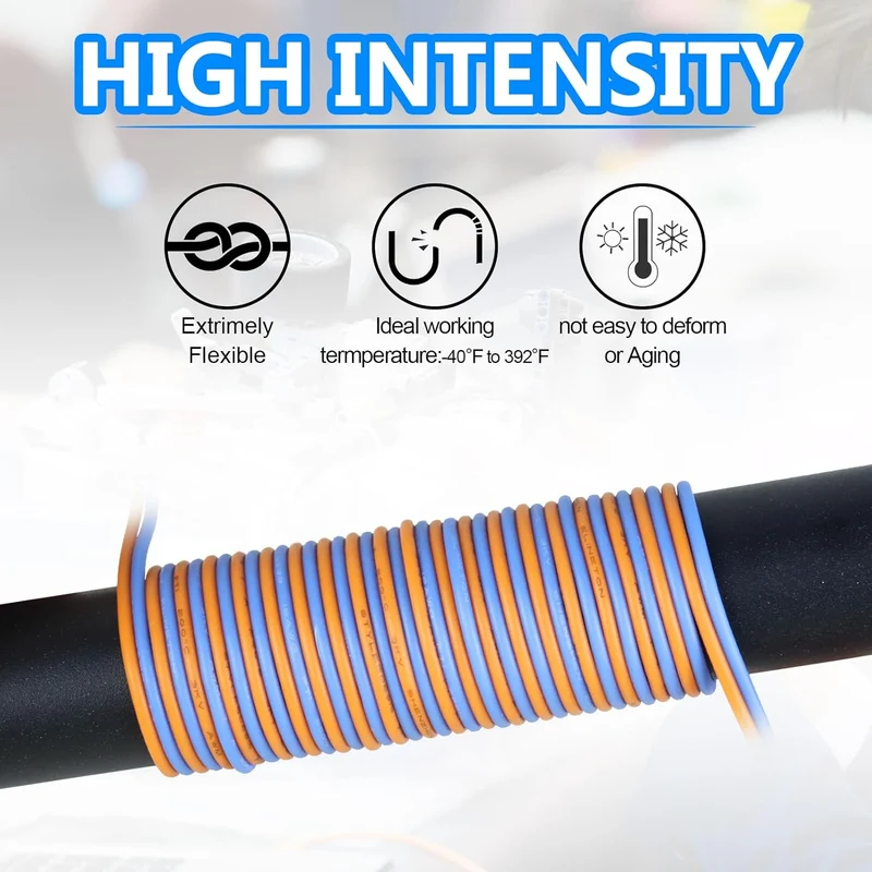 30 AWG Silicone Wire Spool Kit, Stranded Tinned Copper Electrical Hook Up Cable, 5m–15m Each Roll × 8 Colors, Flexible Heat Resistant Wire Set for Professional Electronics, LED, DIY Projects