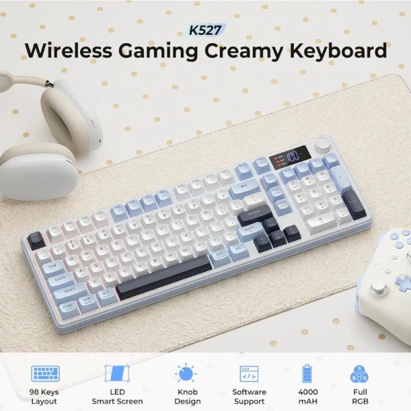 Redragon K527 PRO RGB White-Blue