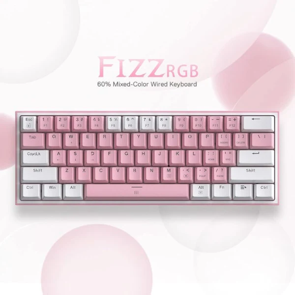 Redragon K617 Fizz 60% RGB Red Switches (White/Pink)