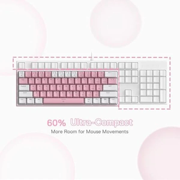 Redragon K617 Fizz 60% RGB Red Switches (White/Pink)