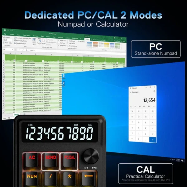 Redragon COVE K733 Tri-mode Mechanical Calculator Keyboard