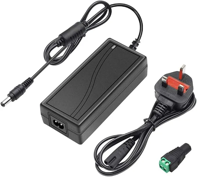DC 12V Desktop Power Supply Adapter 36W–120W, AC 100–240V Input, Switching Transformer Charger with US/UK Plug — for LED Strip Lights, CCTV, Pumps, and Electronics