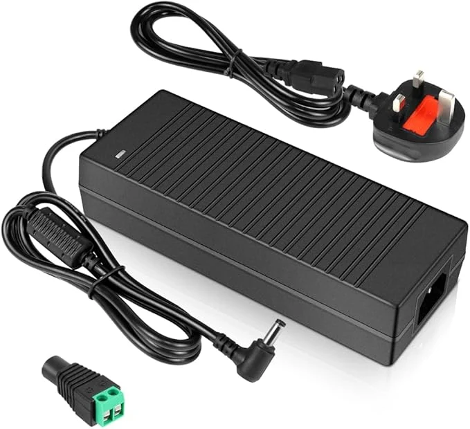 DC 12V Desktop Power Supply Adapter 36W–120W, AC 100–240V Input, Switching Transformer Charger with US/UK Plug — for LED Strip Lights, CCTV, Pumps, and Electronics
