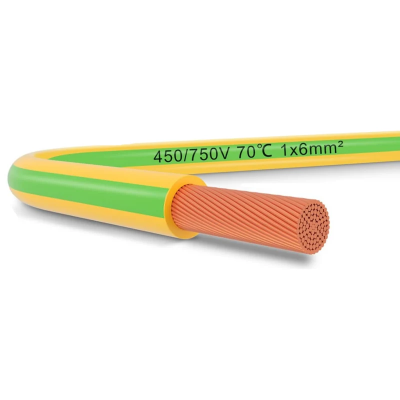 6mm² Ground Cable 10m–30m, Green-Yellow Earth Wire PVC, Flexible Electrical Wire for Earthing, Wiring and Safety Installations