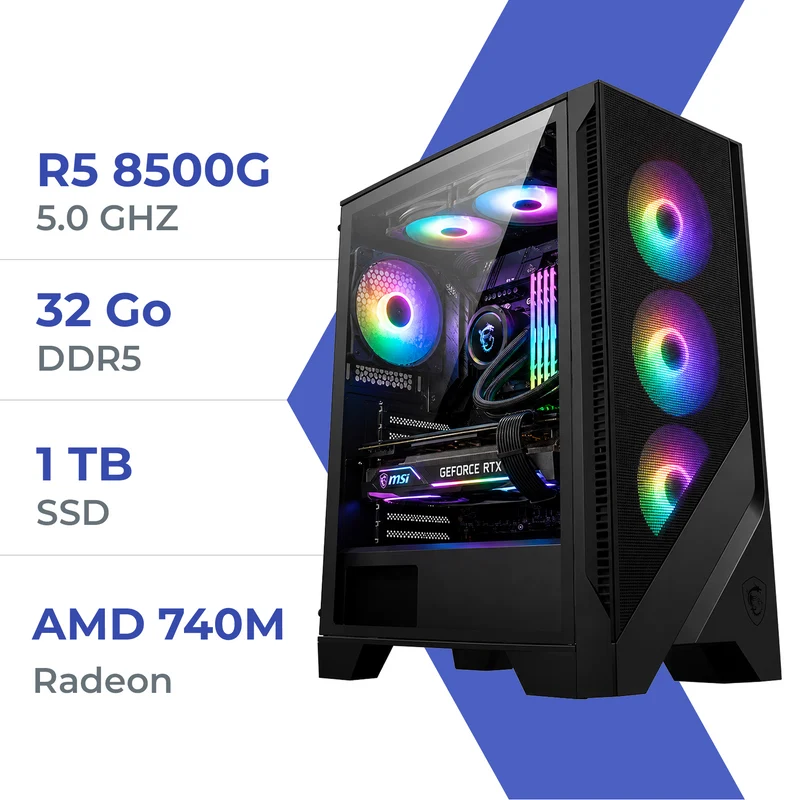 PC Gamer Techspace Ryzen 5 8500G/1TB SSD/32GB/Radeon 740M