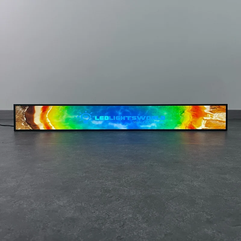 56.6 Inch (1431×160mm Viewable) Commercial Android Stretched LCD Bar Display | Ultra-Wide Shelf Screen | Cloud / USB / Mobile App