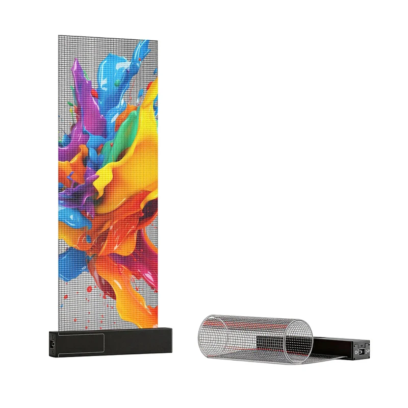 【Small Size Plug & Play】HCS Series P6.25 Adhesive Transparent LED Film – 240×600 mm (9.45×23.62 in) | 1500nits | High Transparency Glass Sticker Display for Glass Walls & Retail Windows | Plug & Play