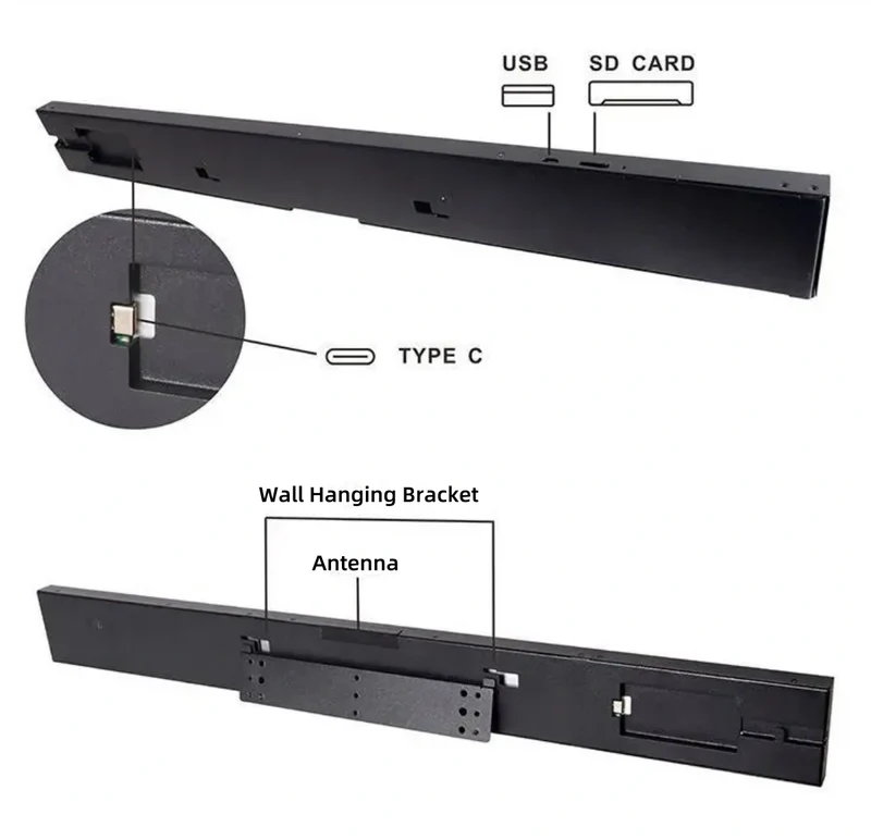 47.1 Inch (1209×50mm Viewable) Commercial Android Stretched LCD Bar Display | Ultra-Wide Digital Shelf Screen | Cloud / USB / App Control