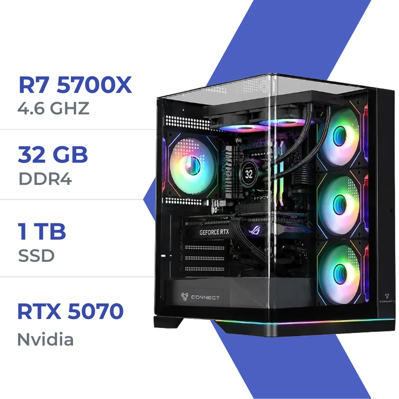 PC Gamer Techspace R7 5700X/1TB SSD/32GB/RTX 5070