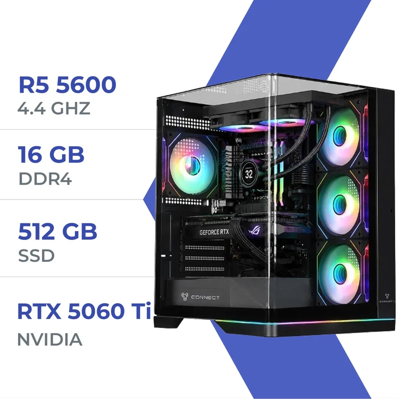 PC Gamer Techspace Ryzen 5 5600/512GB SSD/16GB/RTX 5060Ti 16GB
