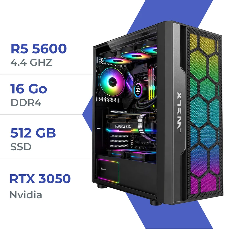 PC Gamer Techspace Ryzen 5 5600/500GB SSD/16GB/RTX 3050 6GB