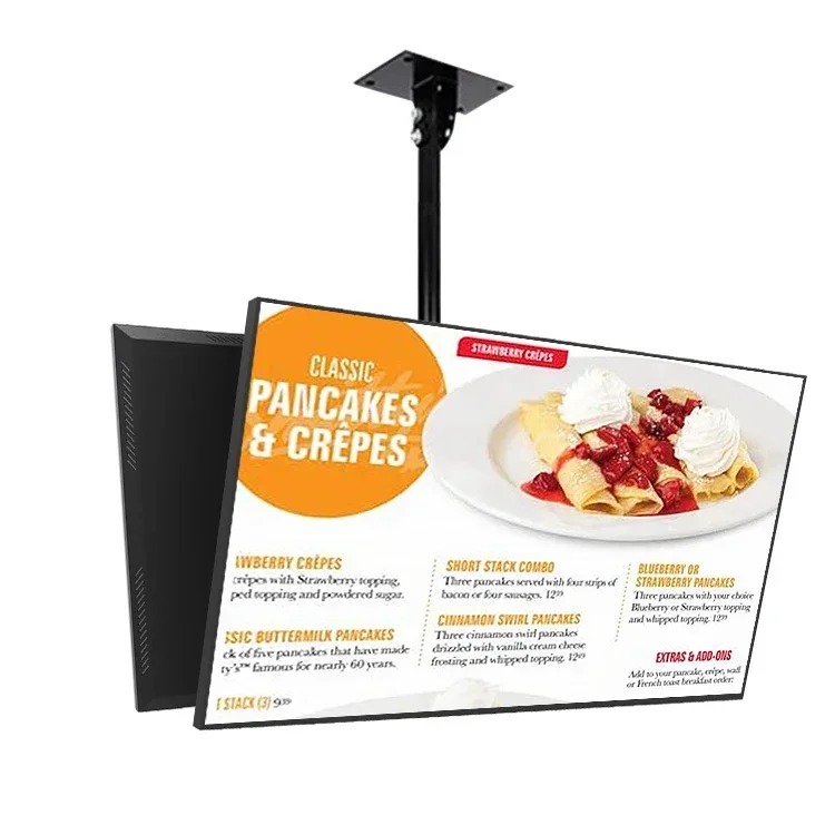 42-85 inch Dual Back to Back LCD Screen Hanger LCD TV Ceiling Hanger 360 Degree Rotation Wall-mounted LCD Monitor Stand