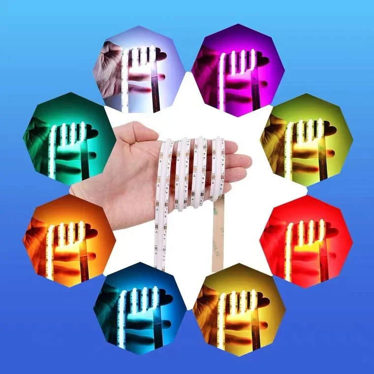 RGB COB Flexible LED Strip Light - 12V / 24V | 576 / 840 LEDs/m | RGB Color Changing | 10mm PCB | Dot-Free Continuous Lighting | Non-Waterproof | for Cabinets, Kitchen & Office Lighting | 5/50M