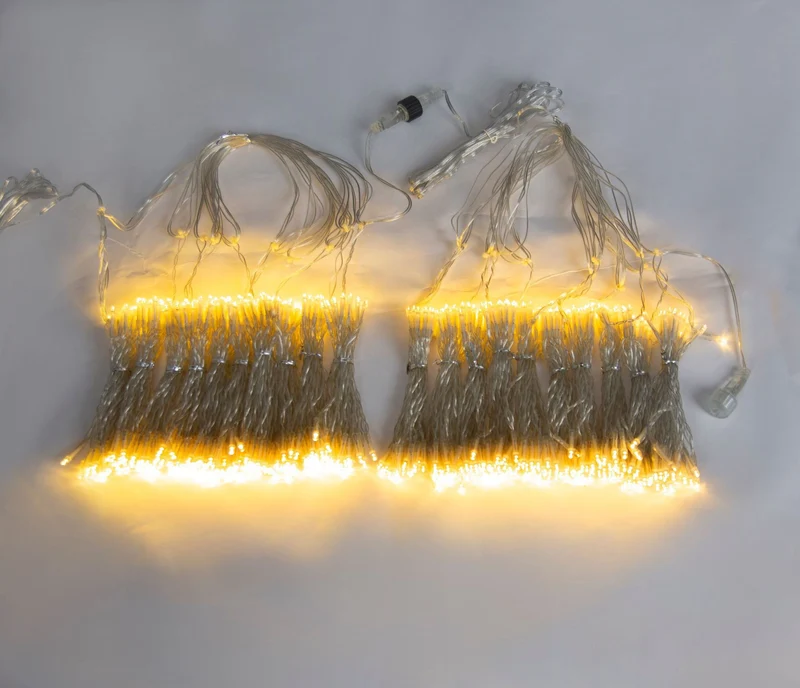2PCS Pack of Curtain String Lights, 300 LED 9.8ft x 9.8ft 8 Lighting Modes Fairy Lights IP44 Certificated Plug in, Waterproof Lights for Christmas Party Wedding Outdoor Indoor Wall Deco