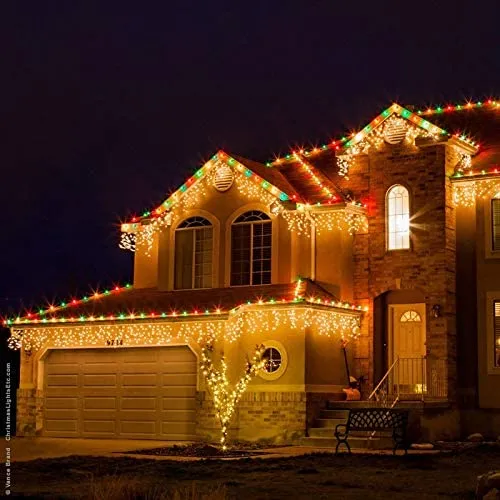 2PCS Pack of Christmas Icicle Lights Outdoor, 400 LEDs 32.8ft 8 Modes Fairy Icicle String Lights with 75 Drops, LED Christmas Twinkle Lights for Holiday, Party, Wedding, Christmas Decorations
