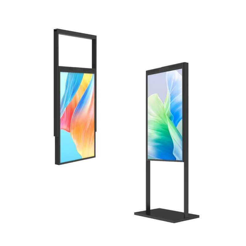 43" Double-Sided High Bright LCD Window Display, 2500nits Front + 700nits Back, Android 2+32G, Non-Touch, Cloud/APP/USB, Hanging/Floor Stand
