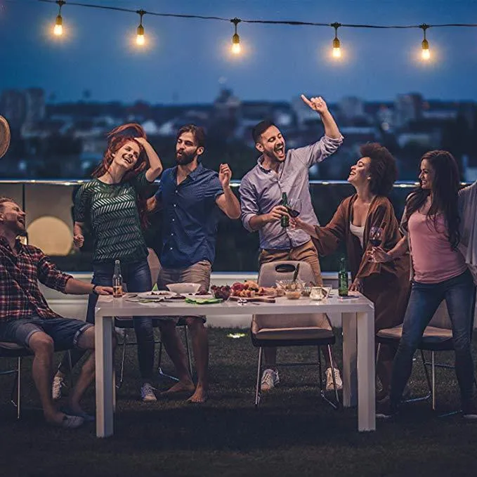 Dimmable Waterproof LED Outdoor String Lights - Hanging, 2W Edison Bulbs - 48Ft Commercial Lights for Decor for Patio, Backyard, Garden, Bistro S14 Black - Warm White, with Dimmer, Complete Led String Lights Kit(2Pack-48FT And 1pcs Dimmer)