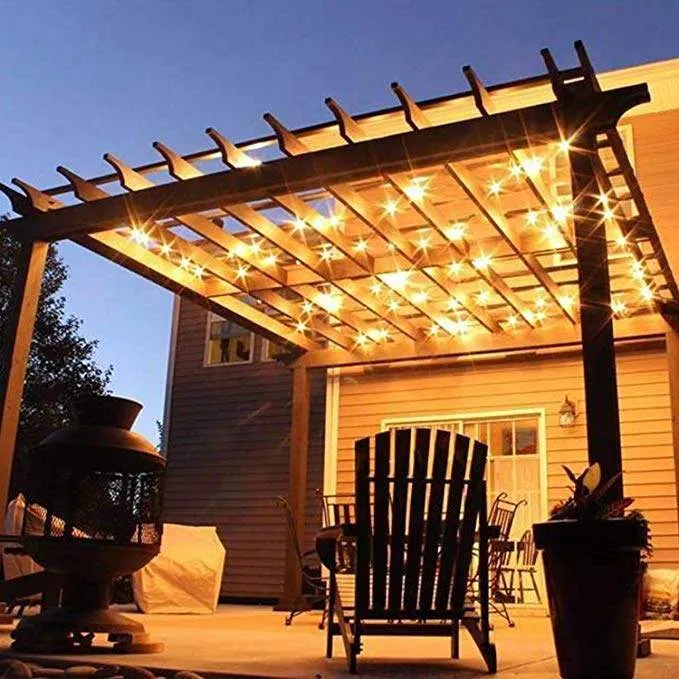 1Pack - Dimmable Waterproof LED Outdoor String Lights - Hanging, 2W Edison Bulbs - 48Ft Commercial Lights for Decor for Patio, Backyard, Garden, S14 Black - Warm White