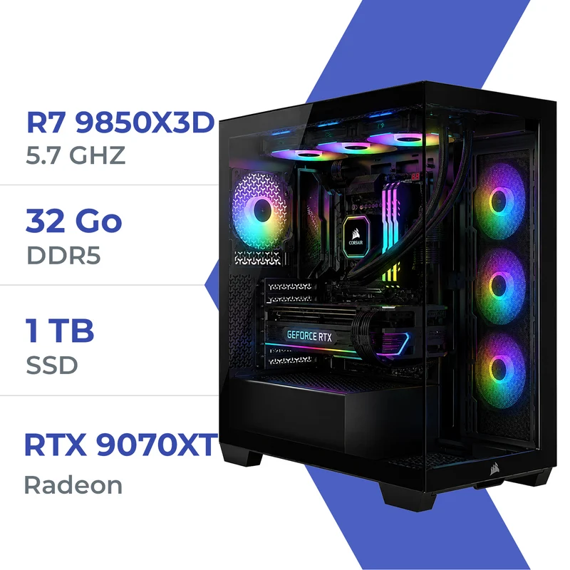 PC Gamer Techspace R7 9850X3D /1TB SSD/32GB/RX 9070XT 16GB