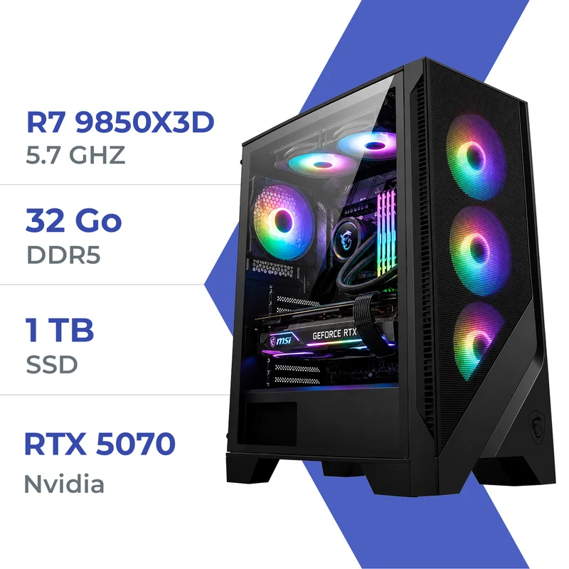PC Gamer Techspace R7 9850X3D /1TB SSD/32GB/RTX 5070