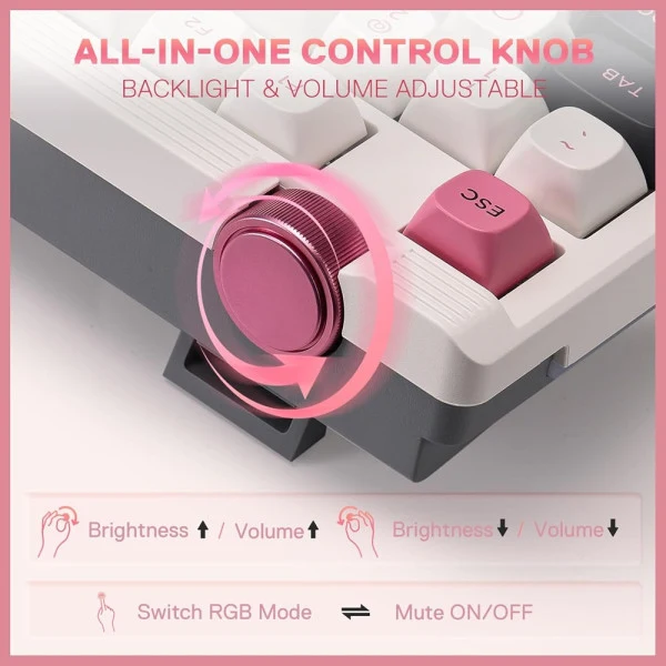 Redragon K729 OTIM Pro Wireless Mechanical Keyboard (White/Black/Pink)
