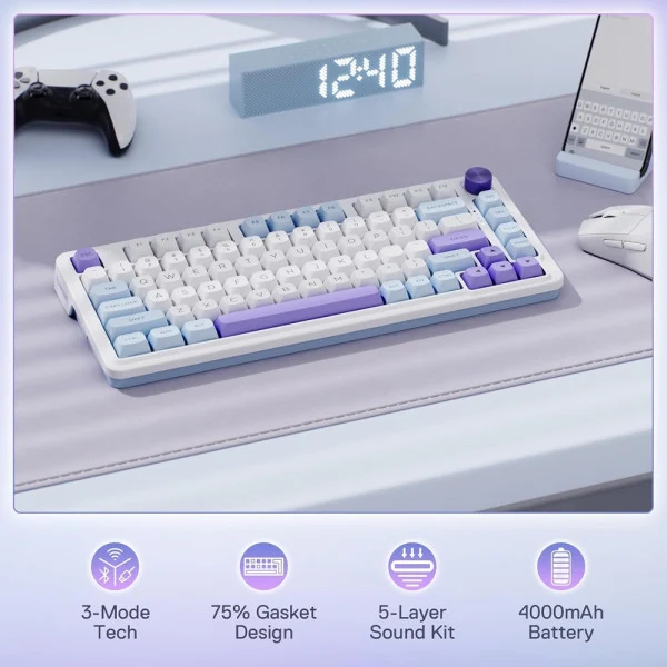 Redragon UCAL MAX K673 PRO 75% Wireless RGB (Moonrise Violet)