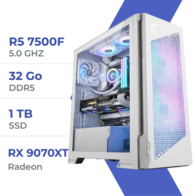 PC Gamer Techspace R5 7500F/1TB SSD/32GB/RX 9070XT 16GB