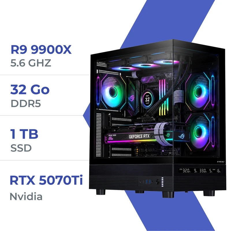 PC Gamer Techspace R9 9900X /1TB SSD/32GB/RTX 5070 Ti