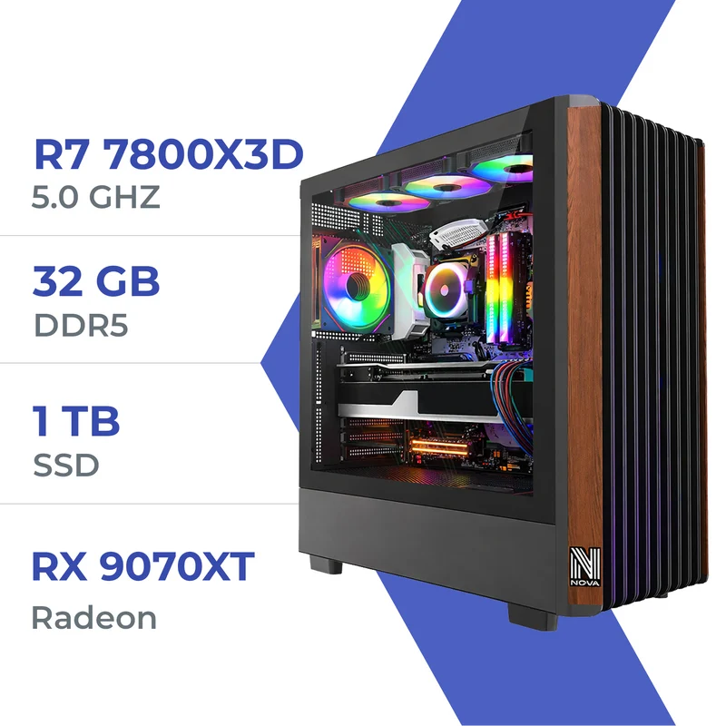 PC Gamer Techspace R7 7800X3D /1TB SSD/32GB/RX 9070XT 16GB
