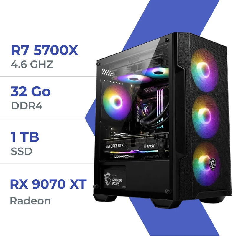 PC Gamer Techspace R7 5700X/1TB SSD/32GB/RX 9070XT 16GB