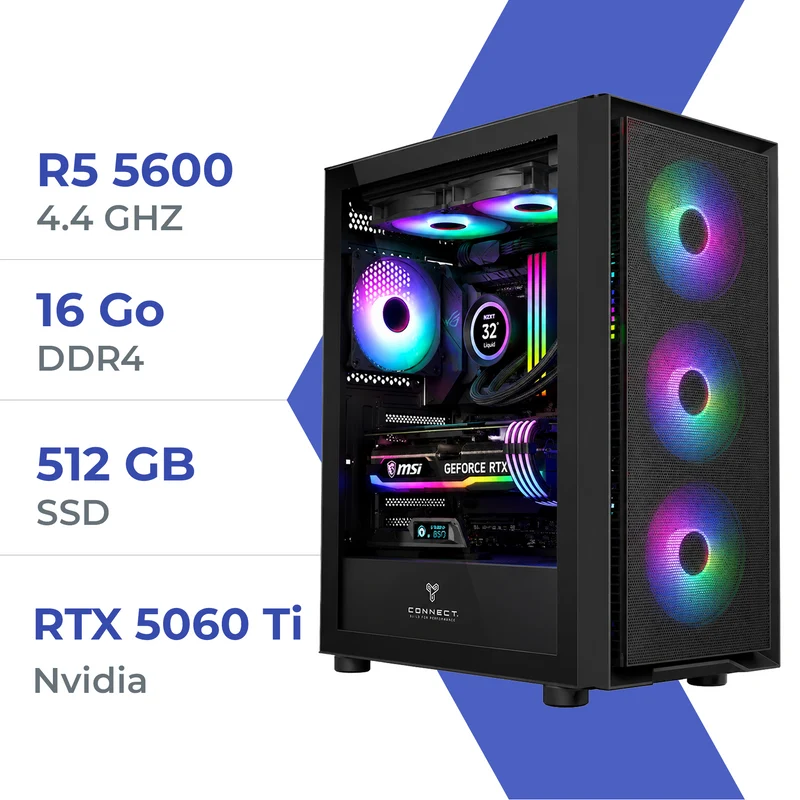 PC Gamer Techspace Ryzen 5 5600/512GB SSD/16GB/RTX 5060Ti 8GB