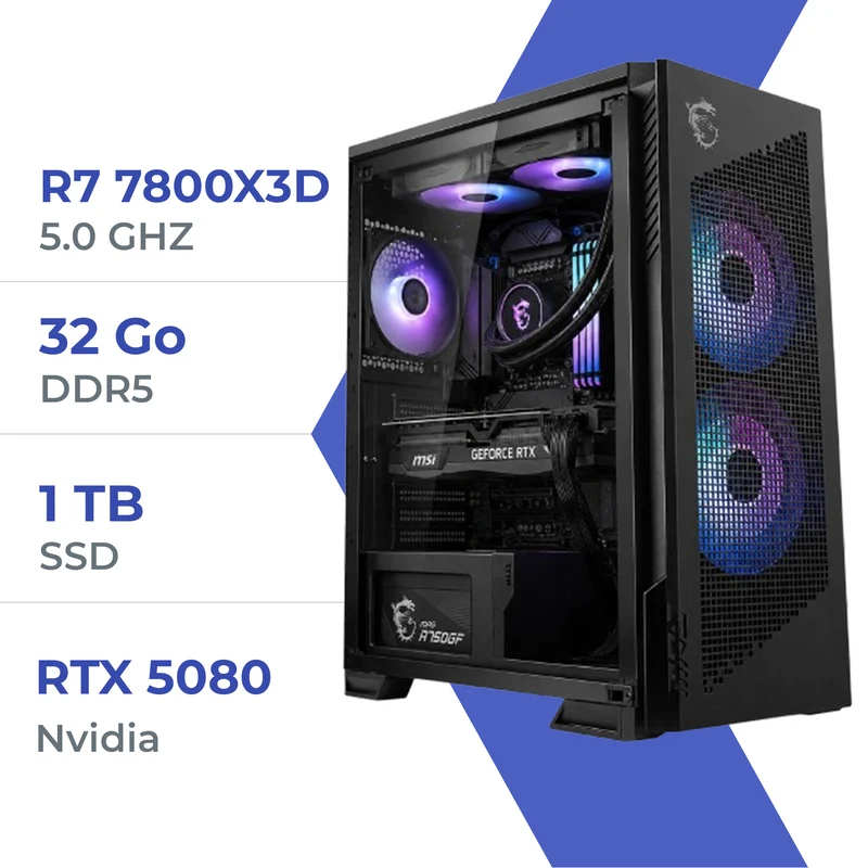 PC Gamer Techspace R7 7800X3D /1TB SSD/32GB/RTX 5080