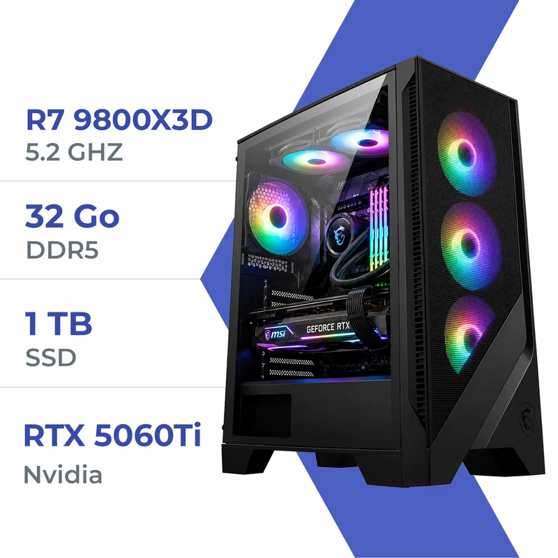 PC Gamer Techspace R7 9800X3D /1TB SSD/32GB/RTX 5060 Ti 16GB