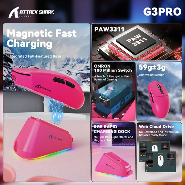 ATTACK SHARK G3 PRO (Berry Red)