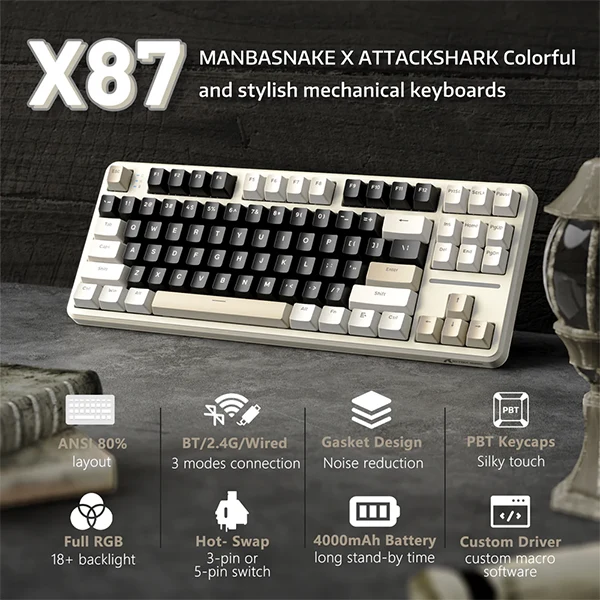 ATTACK SHARK X87 Strawberry Switch (Cheese White)