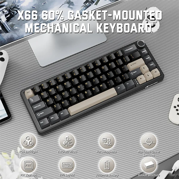 ATTACK SHARK X66 Blueberry Switch (Star Black)
