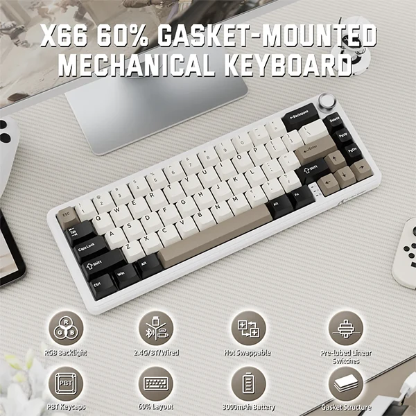 ATTACK SHARK X66 Blueberry Switch (Cheese White)