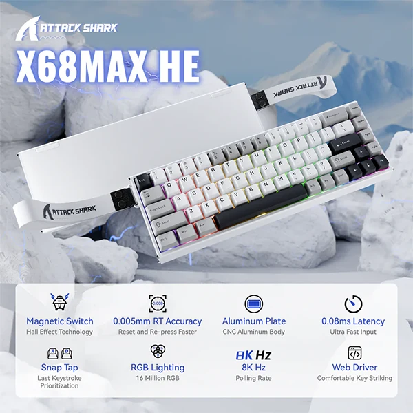 ATTACK SHARK X68MAX HE Magnetic Switch (Star White)