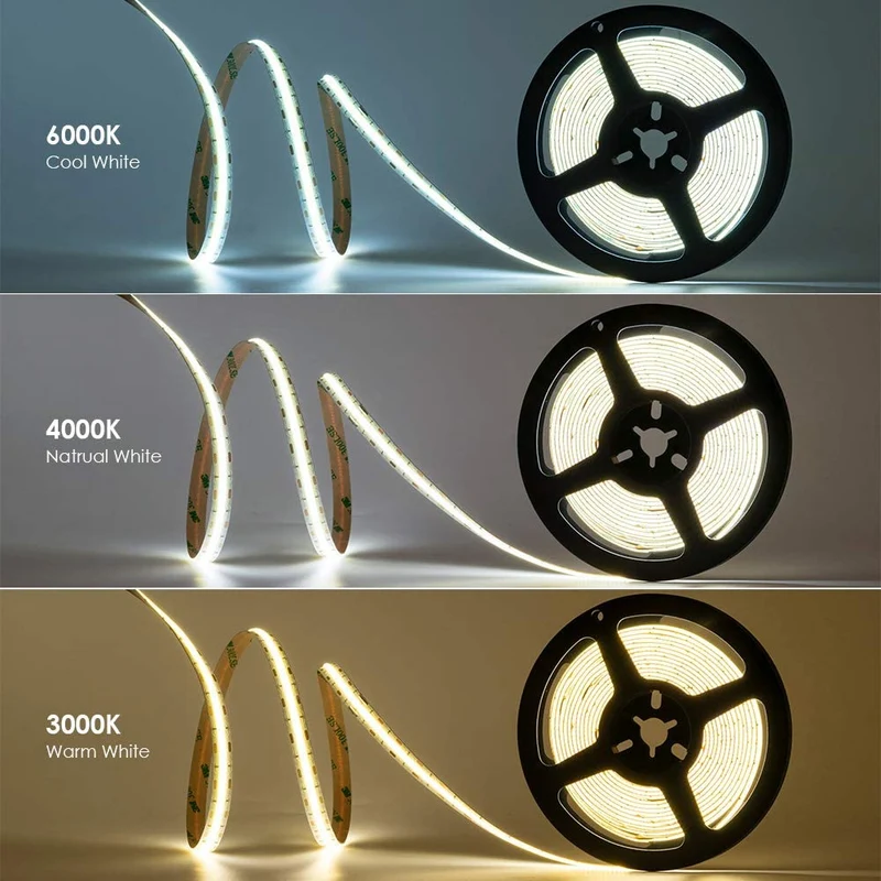 8MM Wide COB Flexible LED Strip Light - 12V / 24V | 320 / 480 / 512 LEDs/M | 3000K / 4000K / 6500K / Red / Blue / Green / Pink / Yellow | 8mm PCB | CRI 80+ | Dot-Free Continuous Lighting | Non-Waterproof | for Cabinets,Kitchen Office Lighting | 5/50M