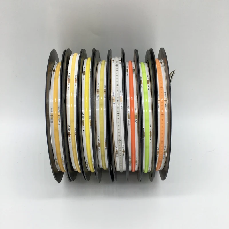 8MM Wide COB Flexible LED Strip Light - 12V / 24V | 320 / 480 / 512 LEDs/M | 3000K / 4000K / 6500K / Red / Blue / Green / Pink / Yellow | 8mm PCB | CRI 80+ | Dot-Free Continuous Lighting | Non-Waterproof | for Cabinets,Kitchen Office Lighting | 5/50M