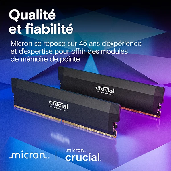 Crucial Pro DDR5 OC 64 Go (2x32 Go) 6000 MHz CL40
