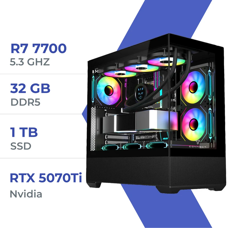 PC Gamer Techspace R7 7700/1TB SSD/32GB/RTX 5070Ti 16GB