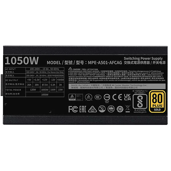 Cooler Master MWE Gold 1050 Full Modular V2 ATX 3.1 80PLUS GOLD 1050W