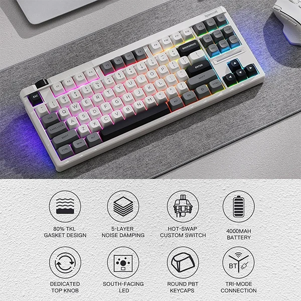 Redragon K729 OTIM Pro Wireless Mechanical Keyboard (White/Grey/Black)