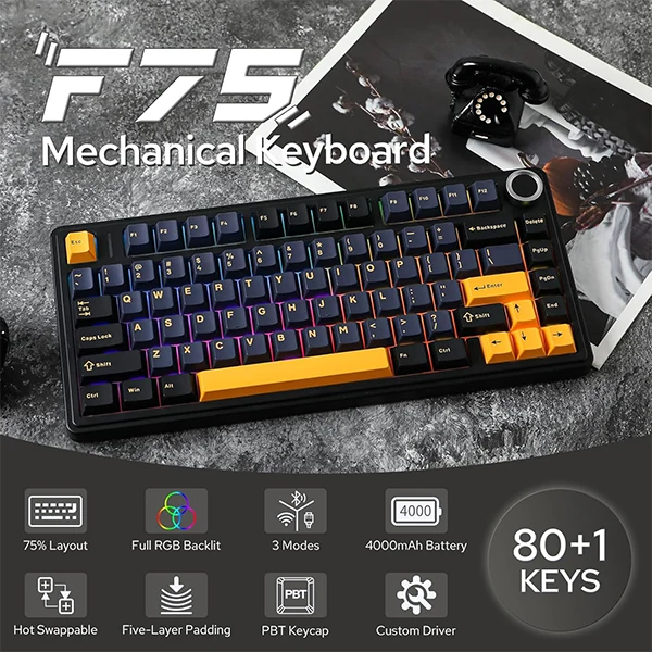 AULA F75 Thunder Black (Graywood V3 Switch)