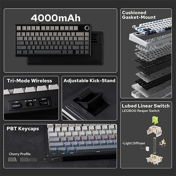 AULA F75 MAX Gradient Gray (Reaper Switch)