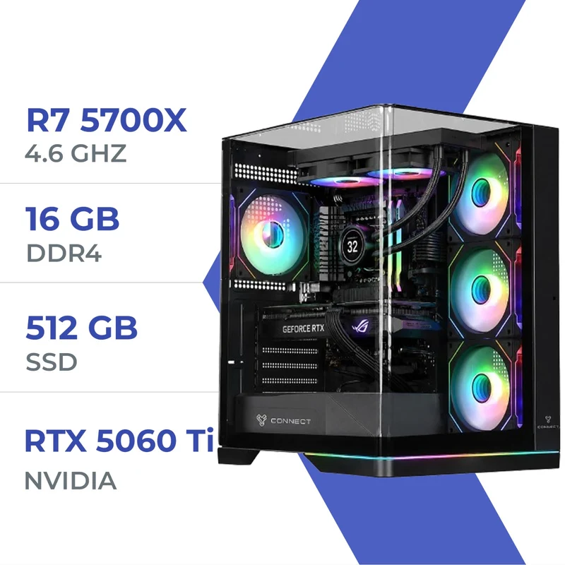 PC Gamer Techspace R7 5700X/512GB SSD/16GB/RTX 5060Ti 8GB
